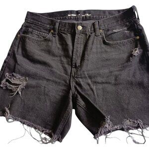 OLD NAVY DISTRESSED BLACK JEAN SHORTS RAW HEM